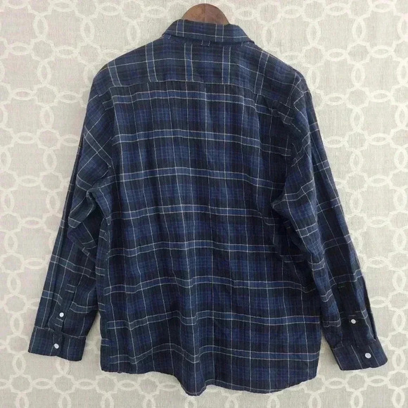 Slate & Stone Flannel Button Down Blue Plaid Men's Shirt XL - Picture 2 of 7